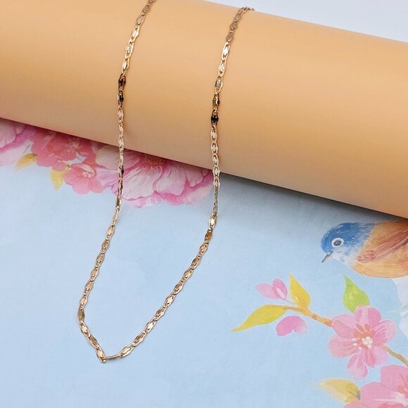 "Textured Link Rose Gold Chain Necklace, 18+2 Inch, Gold Plated Brass, XPNL0110 - Picture 3 of 12